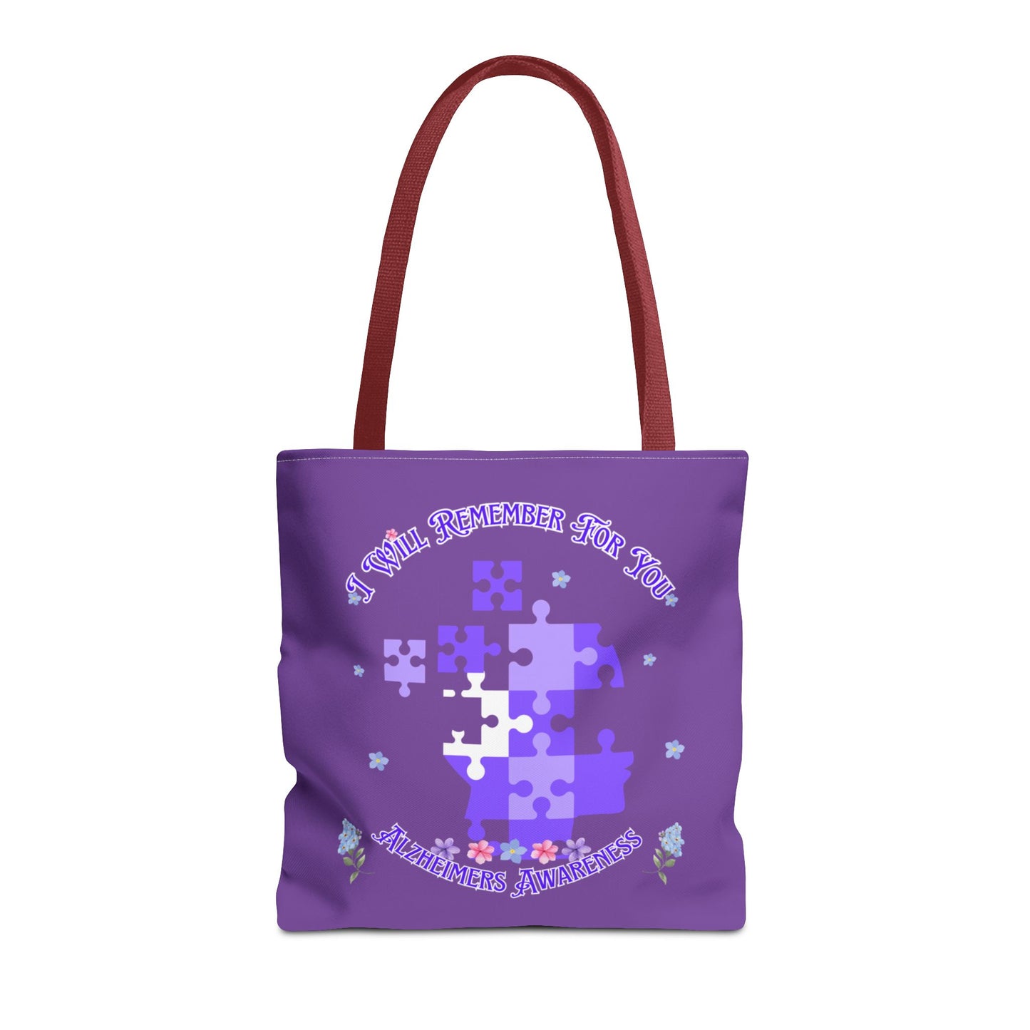 Autism Awareness Purple Puzzle Tote Bag – 'I Walk Because You Ride' Design