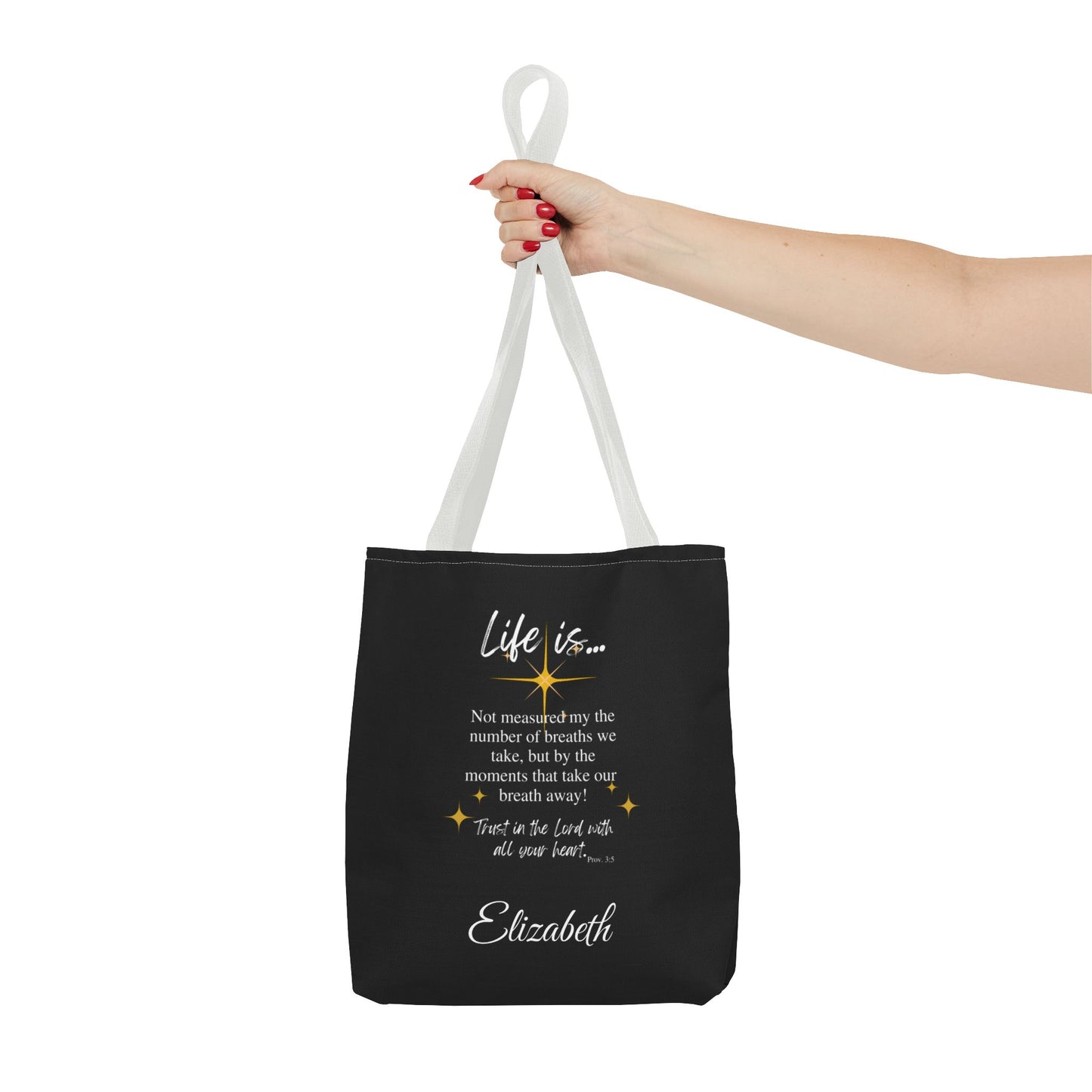 Inspirational 'Life Is...' Quote Tote Bag — Motivational Scripture Design