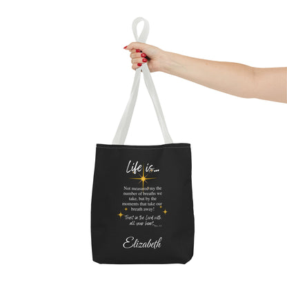 Inspirational 'Life Is...' Quote Tote Bag — Motivational Scripture Design