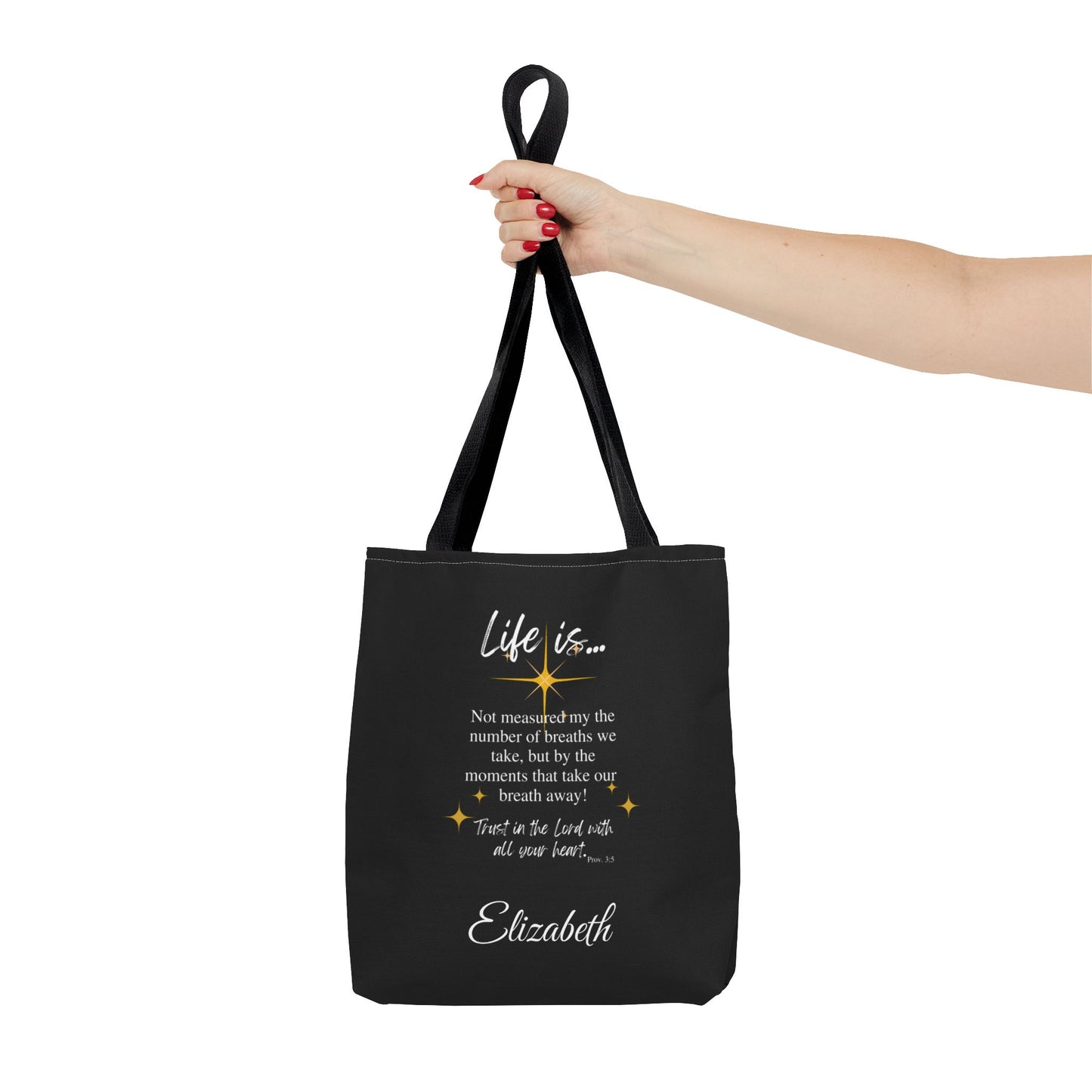 Inspirational 'Life Is...' Quote Tote Bag — Motivational Scripture Design