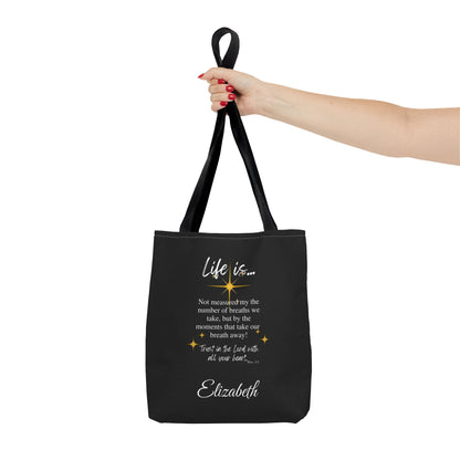 Inspirational 'Life Is...' Quote Tote Bag — Motivational Scripture Design
