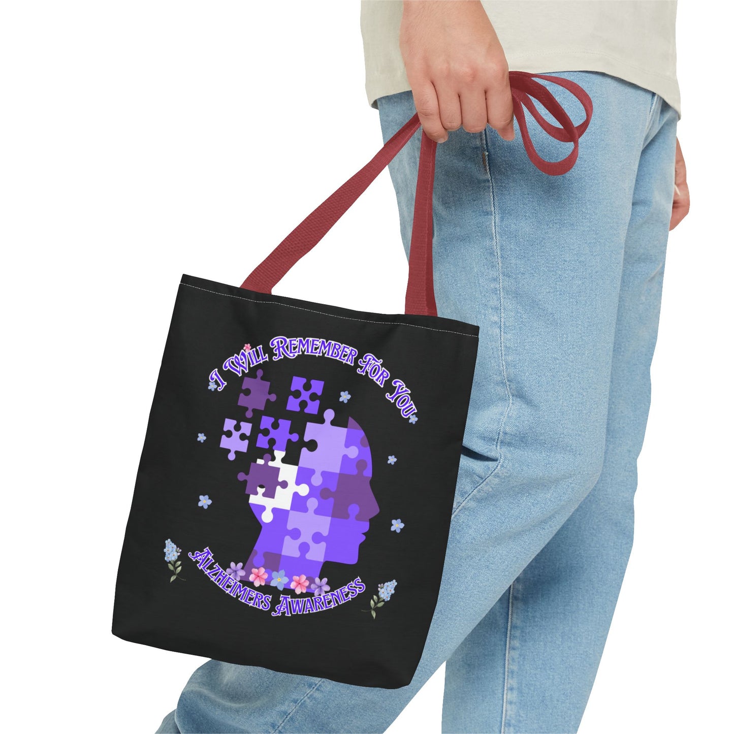 Alzheimers Awareness Puzzle Head Tote Bag