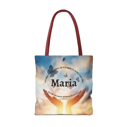 Inspirational Butterfly Tote Bag — Uplifting Hands & Quote All-Over Print