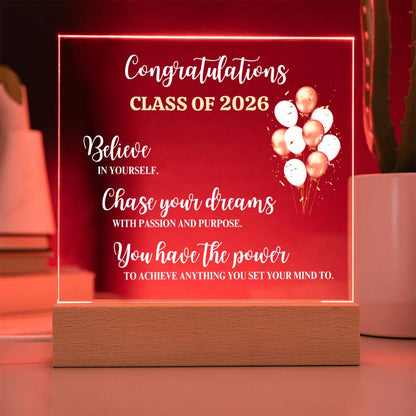 Congratulations Class of 2026 Acrylic Plaque – Graduation Keepsake