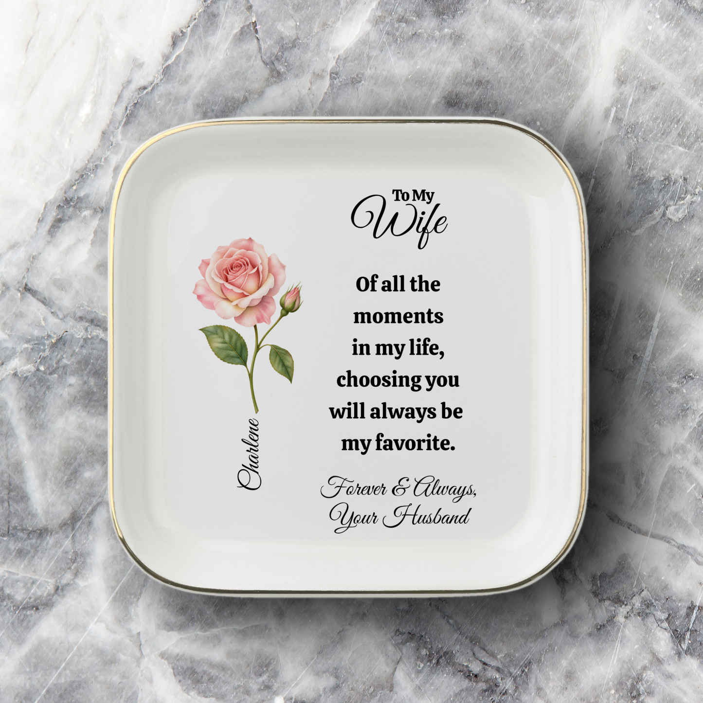 Personalized To My Wife Jewelry Dish