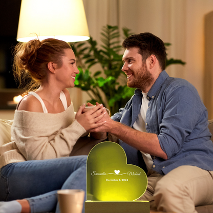 (TOP SELLER 🔥)Personalized Love Gift | Printed Heart Acrylic Plaque with LED Base