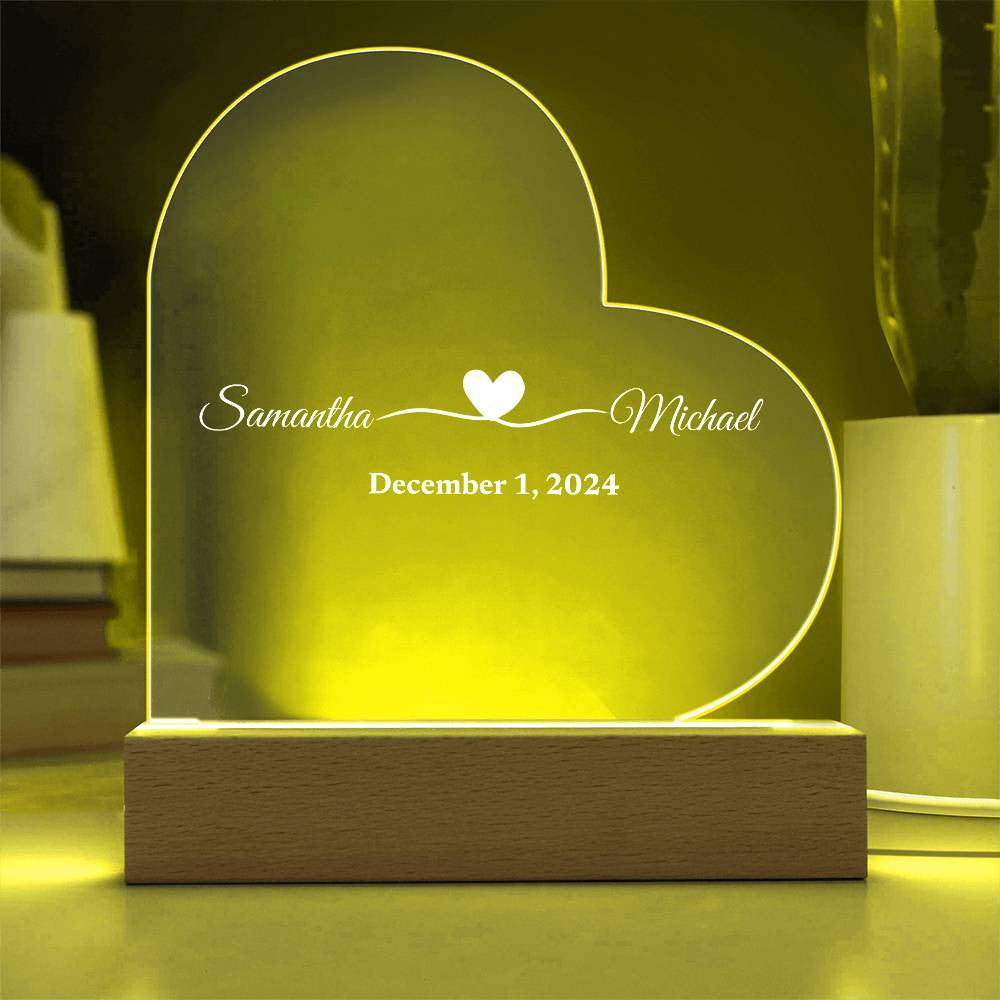 (TOP SELLER 🔥)Personalized Love Gift | Printed Heart Acrylic Plaque with LED Base