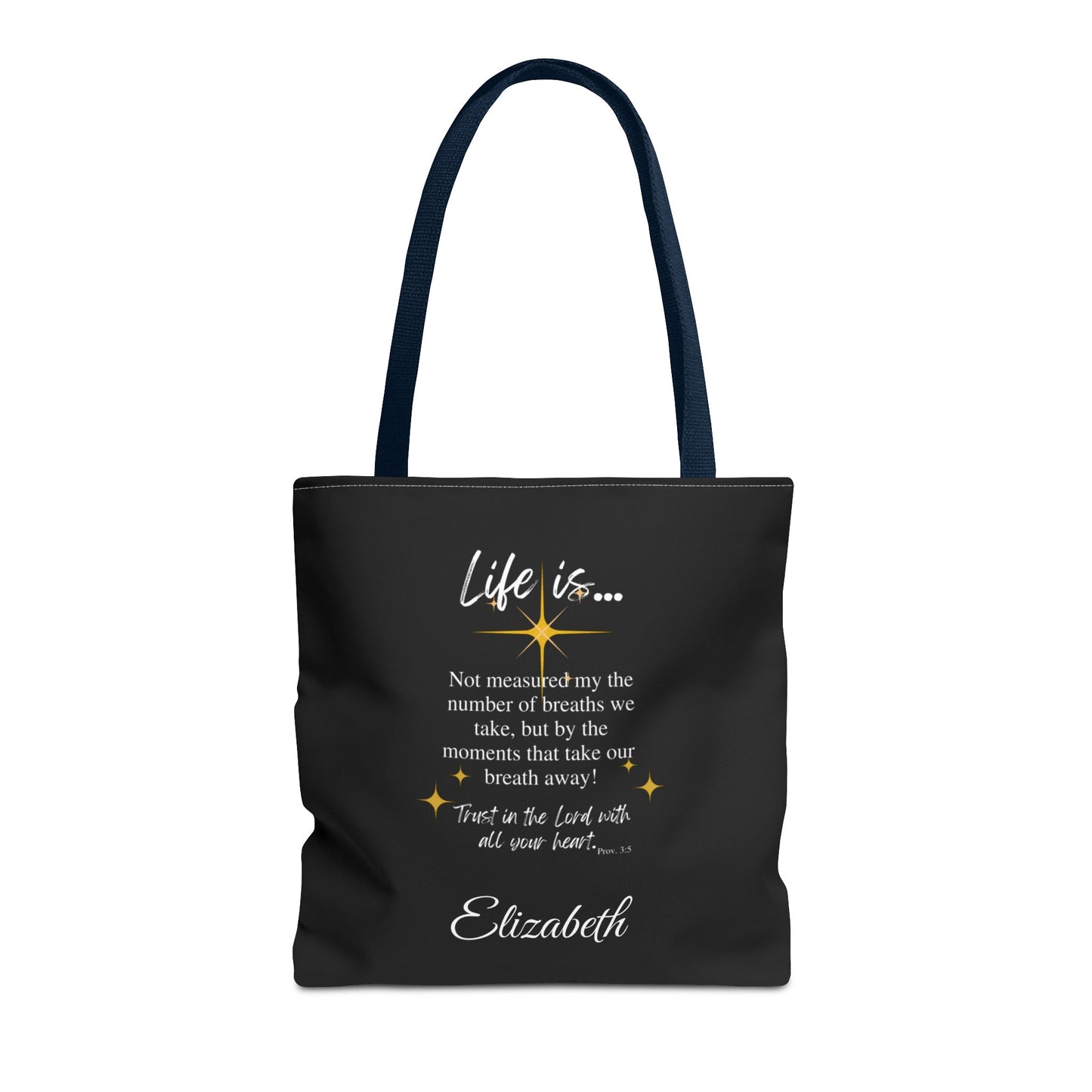 Inspirational 'Life Is...' Quote Tote Bag — Motivational Scripture Design