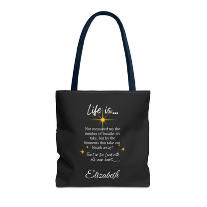 Inspirational 'Life Is...' Quote Tote Bag — Motivational Scripture Design