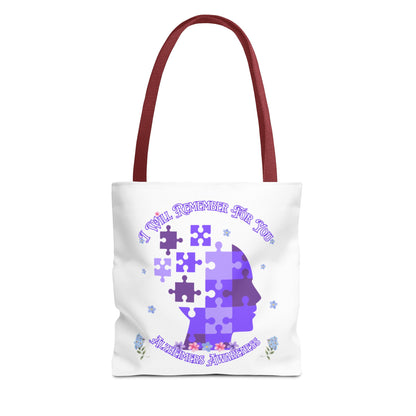 Alzheimers Awareness Puzzle Head Tote Bag — Inspirational Carryall