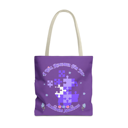Autism Awareness Purple Puzzle Tote Bag – 'I Walk Because You Ride' Design