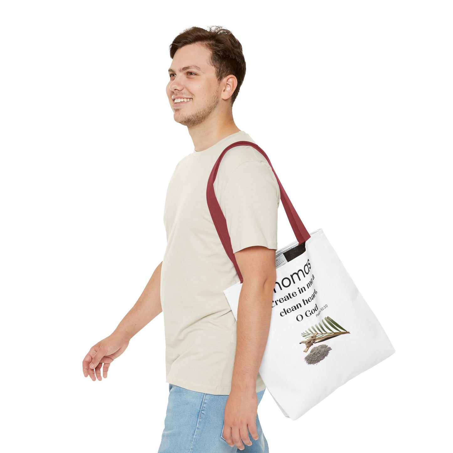 Personalized Faith Tote Bag — "Create in me a clean heart, O God" (Psalm 51:10)