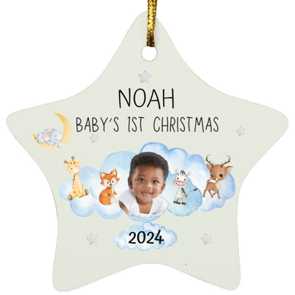 Personalized Photo Baby's First Christmas (Cloud) Star Ornament