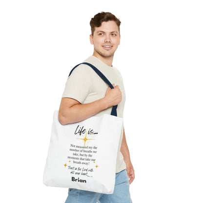 Inspirational 'Life Is...' Quote Tote Bag — Faith & Gratitude Canvas Bag