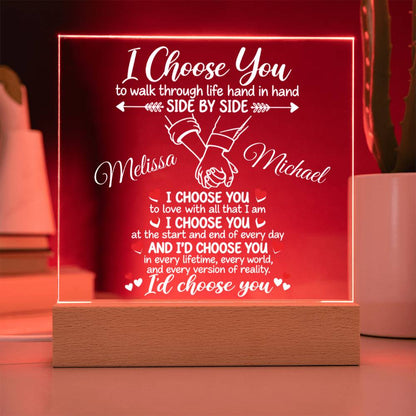 Personalized Couples I Choose You Acrylic Square Plaque