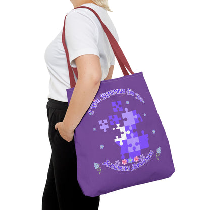 Autism Awareness Purple Puzzle Tote Bag – 'I Walk Because You Ride' Design