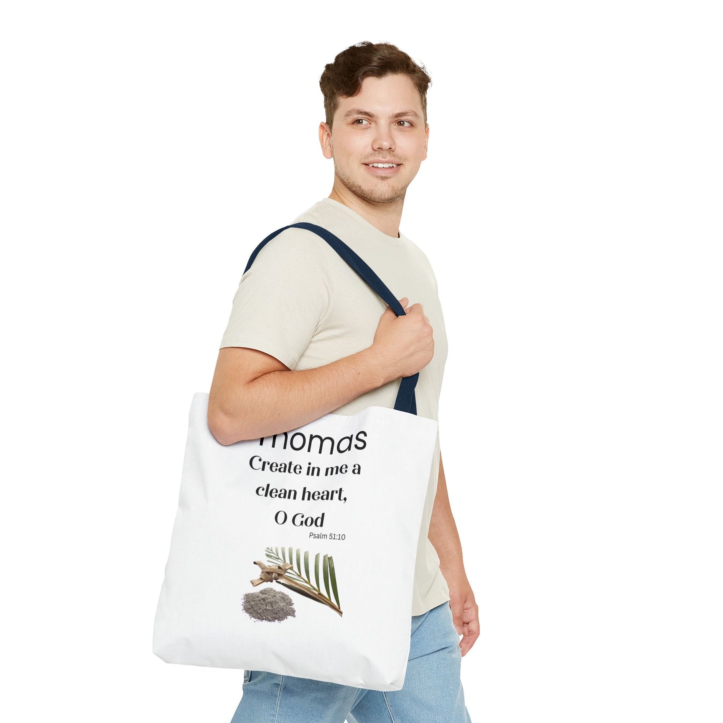 Personalized Faith Tote Bag — "Create in me a clean heart, O God" (Psalm 51:10)