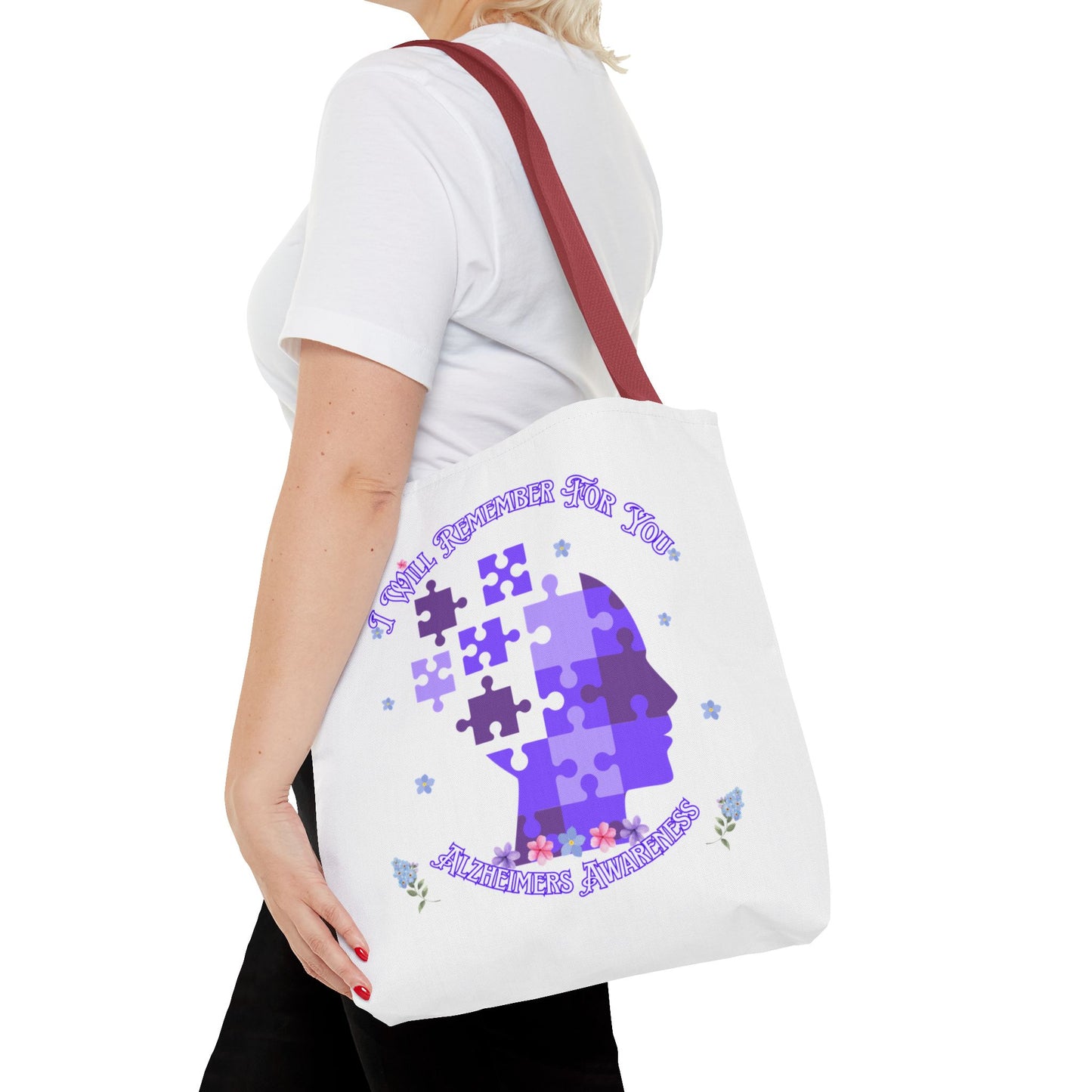 Alzheimers Awareness Puzzle Head Tote Bag — Inspirational Carryall