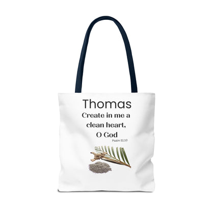 Personalized Faith Tote Bag — "Create in me a clean heart, O God" (Psalm 51:10)