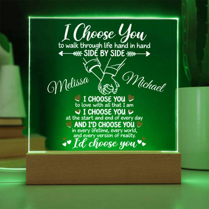 Personalized Couples I Choose You Acrylic Square Plaque