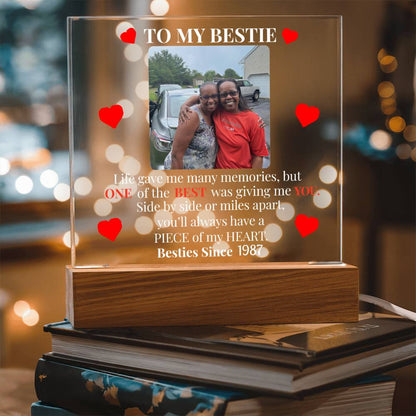 To My Bestie Personalized Photo and Date Acrylic Square Plaque