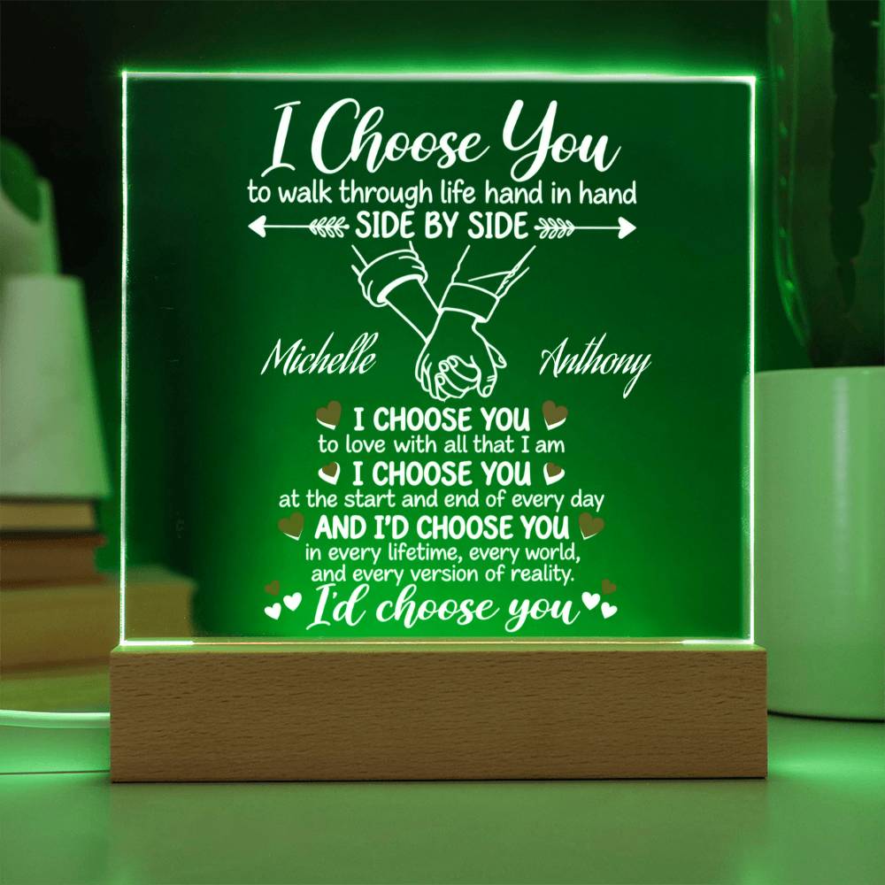 Personalized Couples I Choose You Acrylic Square Plaque