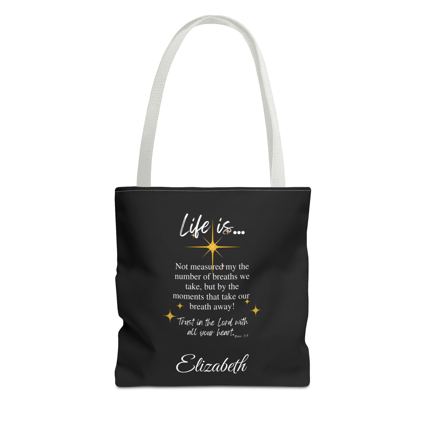 Inspirational 'Life Is...' Quote Tote Bag — Motivational Scripture Design