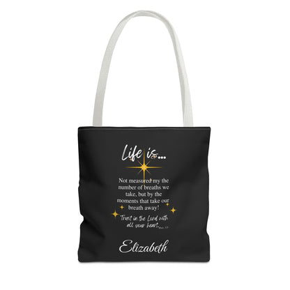Inspirational 'Life Is...' Quote Tote Bag — Motivational Scripture Design