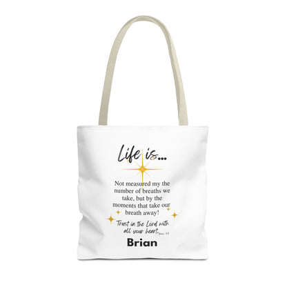 Inspirational 'Life Is...' Quote Tote Bag — Faith & Gratitude Canvas Bag