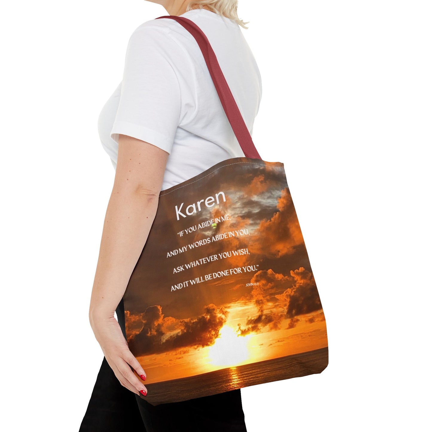 Personalized Sunset Tote Bag — Inspirational Quote All-Over Print