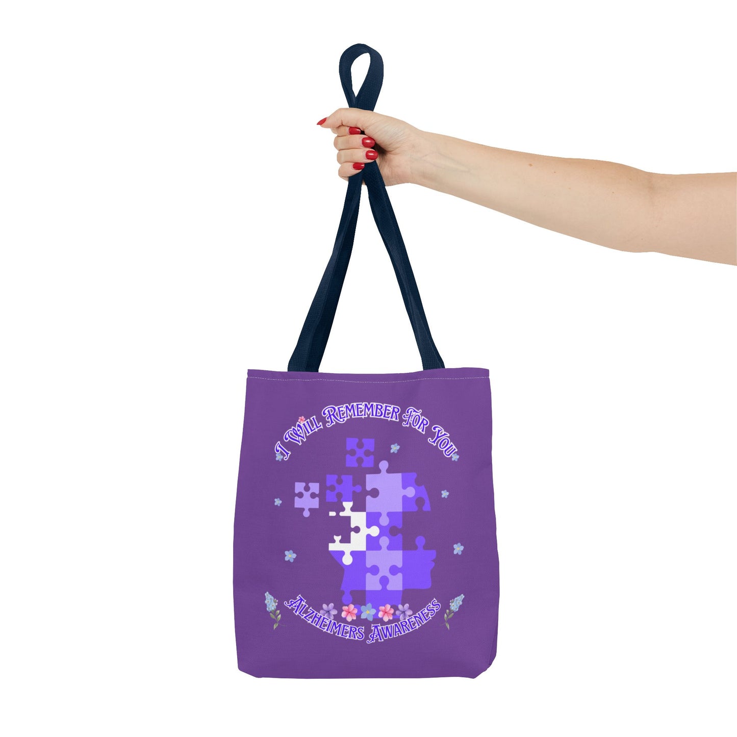 Autism Awareness Purple Puzzle Tote Bag – 'I Walk Because You Ride' Design