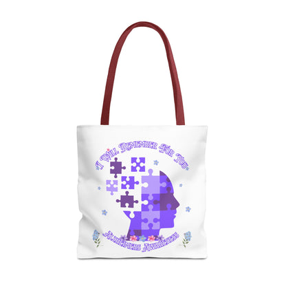 Alzheimers Awareness Puzzle Head Tote Bag — Inspirational Carryall