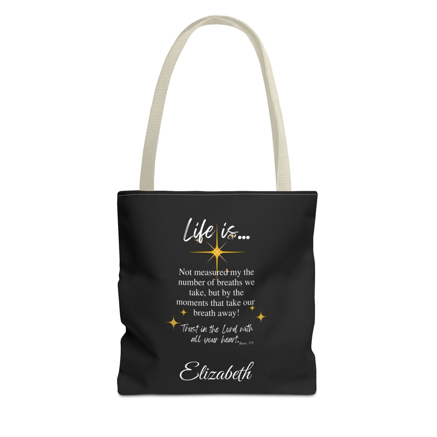Inspirational 'Life Is...' Quote Tote Bag — Motivational Scripture Design