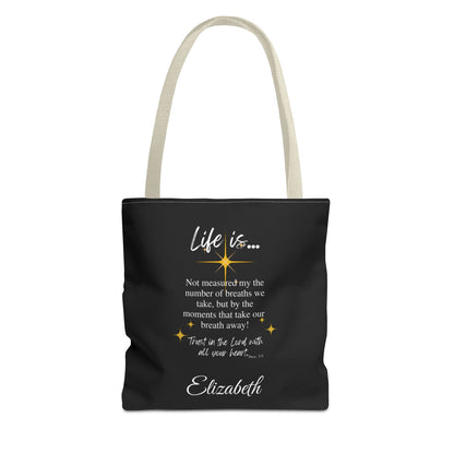 Inspirational 'Life Is...' Quote Tote Bag — Motivational Scripture Design