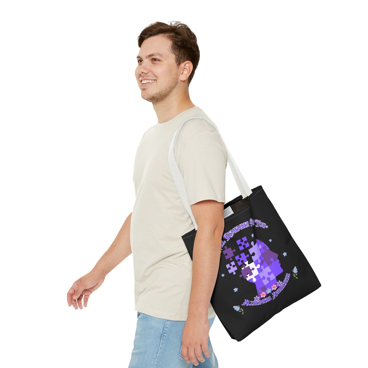 Alzheimers Awareness Puzzle Head Tote Bag