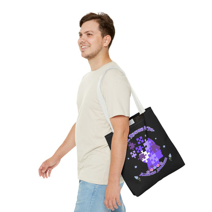 Alzheimers Awareness Puzzle Head Tote Bag