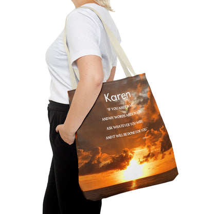 Personalized Sunset Tote Bag — Inspirational Quote All-Over Print