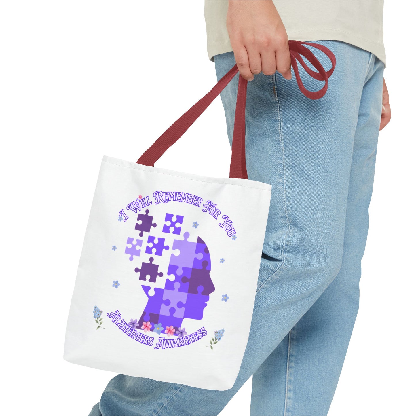 Alzheimers Awareness Puzzle Head Tote Bag — Inspirational Carryall