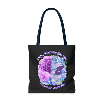 Alzheimer’s Awareness Tote Bag — “I Will Remember For You” Purple Brain Design
