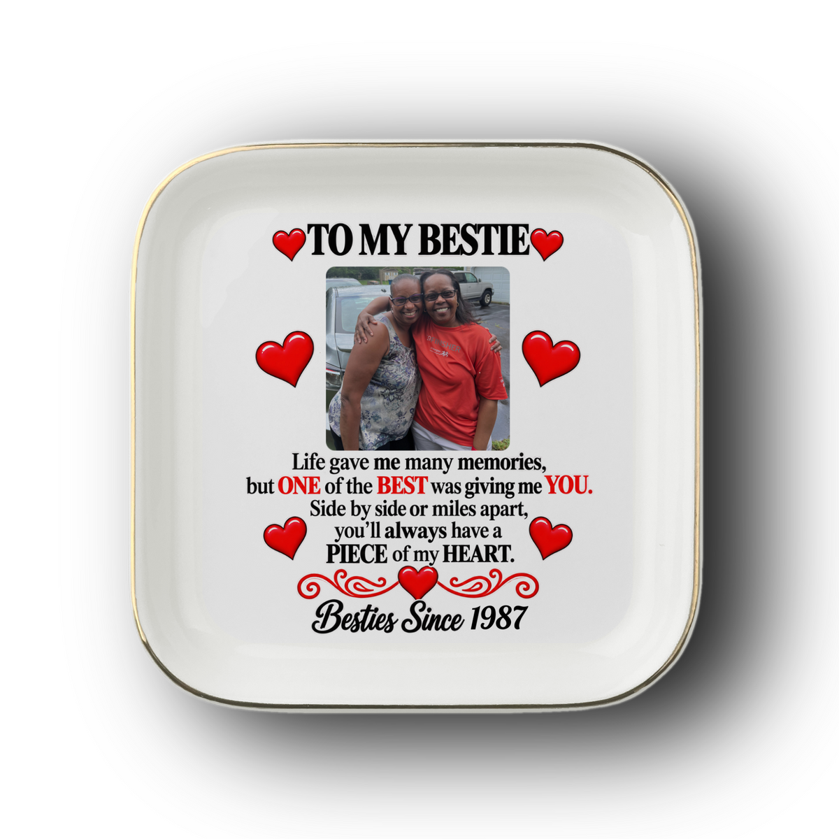 To My Bestie Photo Jewelry Dish