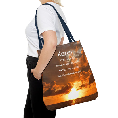 Personalized Sunset Tote Bag — Inspirational Quote All-Over Print