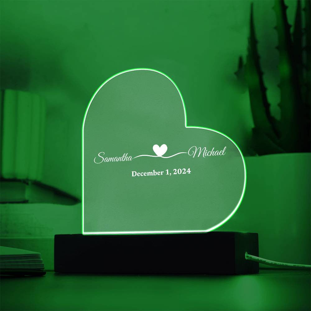 (TOP SELLER 🔥)Personalized Love Gift | Printed Heart Acrylic Plaque with LED Base