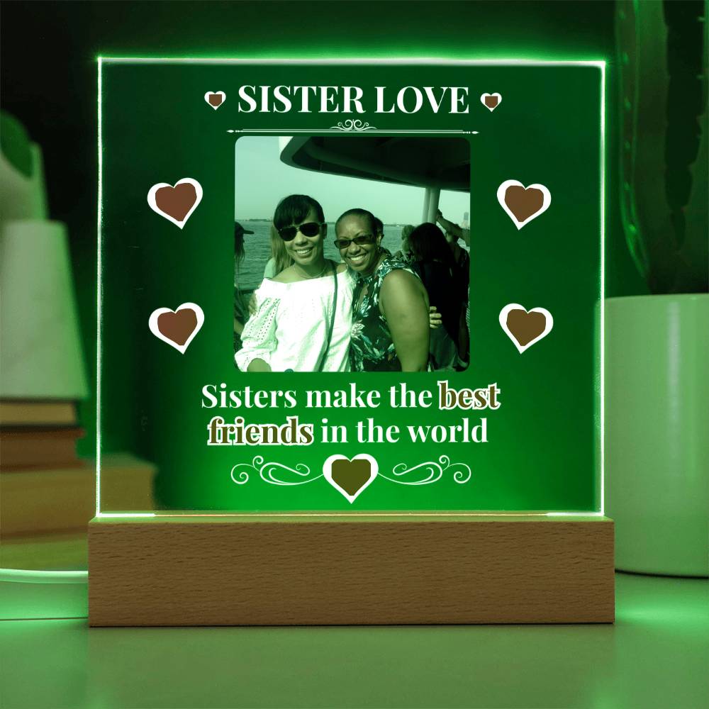 Sister Love Personalized Photo Acrylic Square Plaque