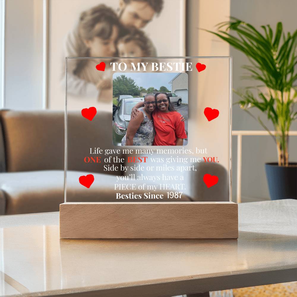 To My Bestie Personalized Photo and Date Acrylic Square Plaque