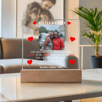 To My Bestie Personalized Photo and Date Acrylic Square Plaque