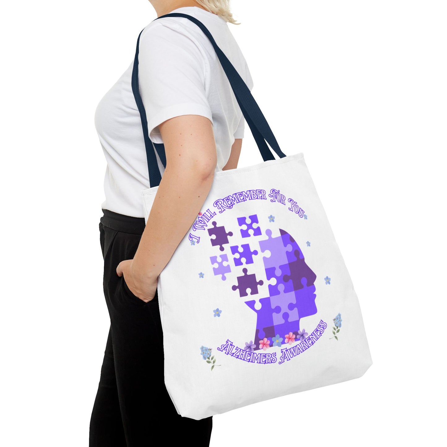 Alzheimers Awareness Puzzle Head Tote Bag — Inspirational Carryall