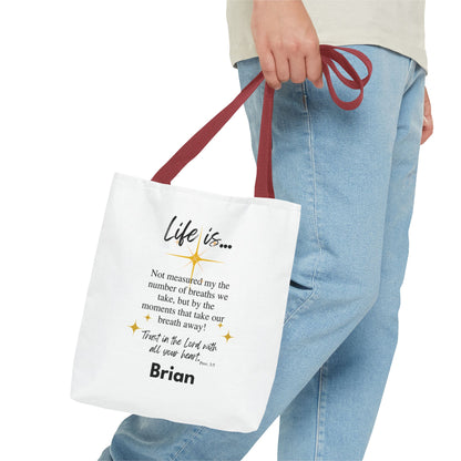 Inspirational 'Life Is...' Quote Tote Bag — Faith & Gratitude Canvas Bag