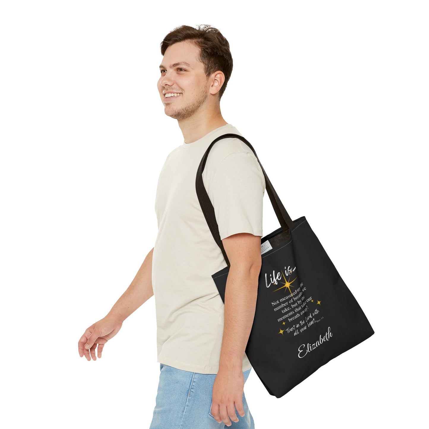 Inspirational 'Life Is...' Quote Tote Bag — Motivational Scripture Design