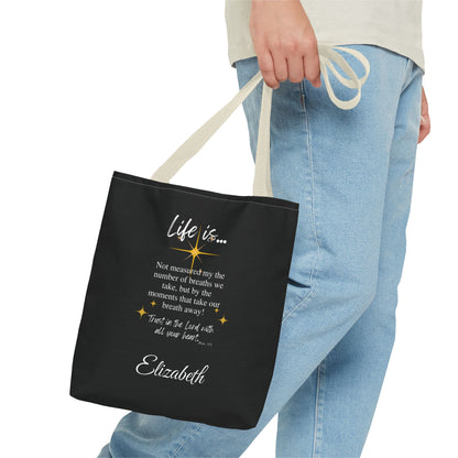 Inspirational 'Life Is...' Quote Tote Bag — Motivational Scripture Design