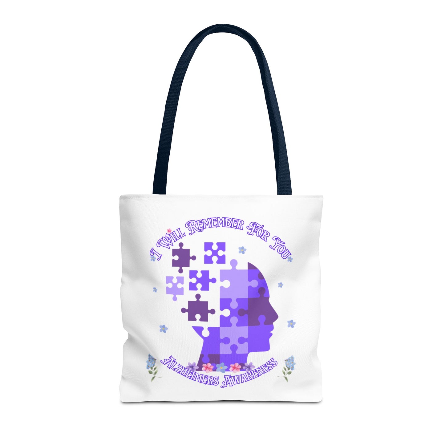 Alzheimers Awareness Puzzle Head Tote Bag — Inspirational Carryall